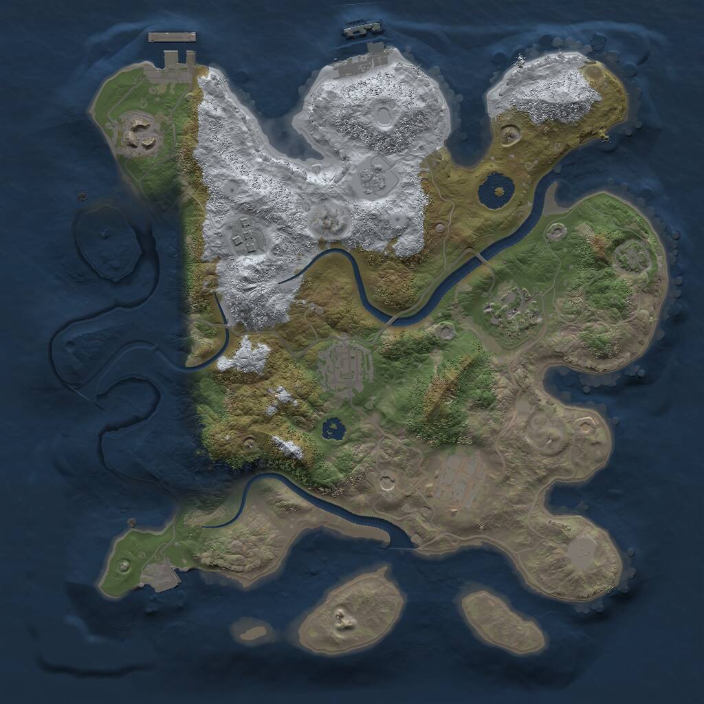 Rust Map: Procedural Map, Size: 3000, Seed: 528775796, 11 Monuments