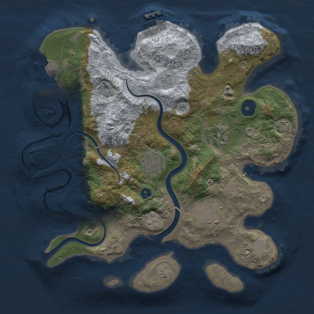 Rust Map: Procedural Map, Size: 3000, Seed: 528775796, 9 Monuments