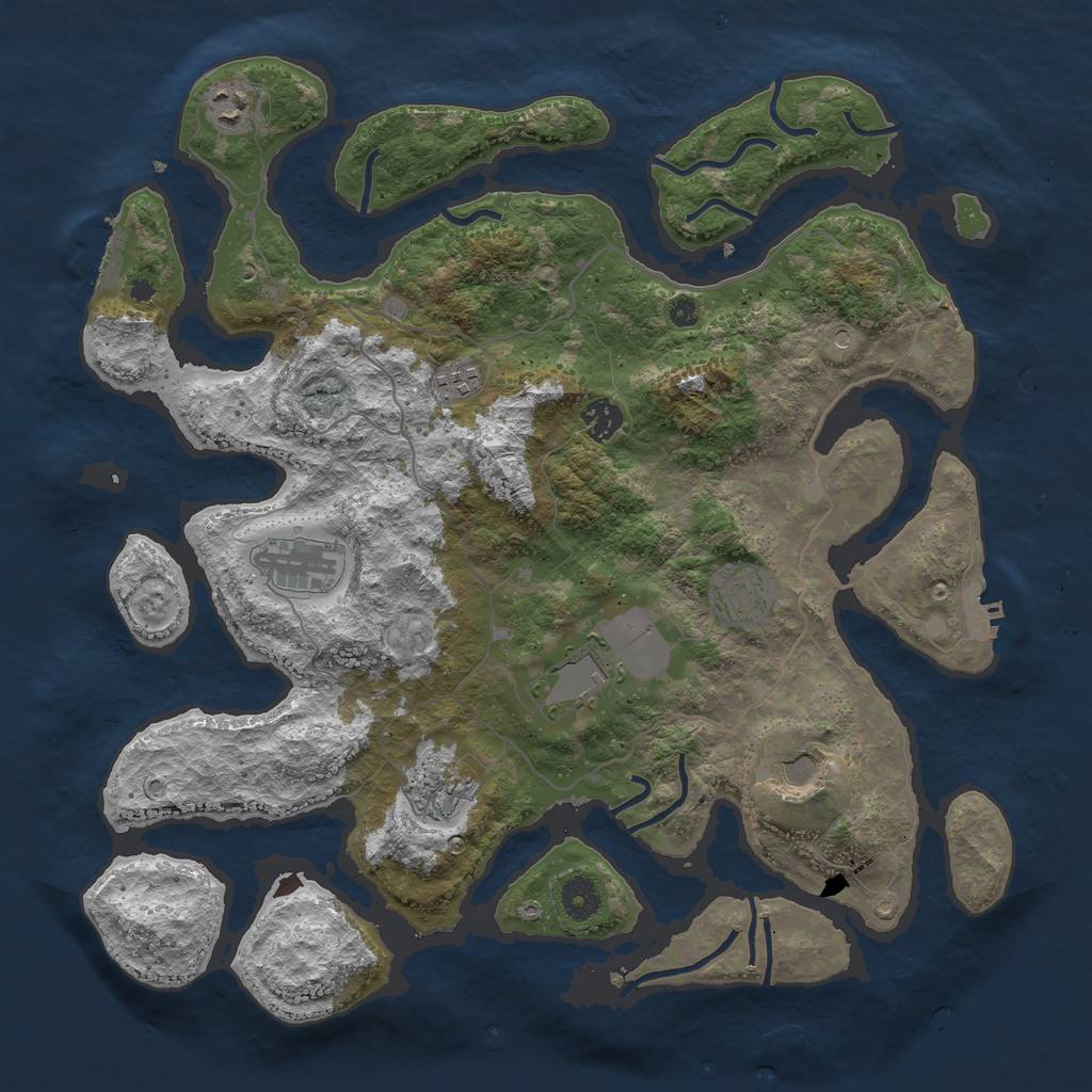 Rust Map: Procedural Map, Size: 4000, Seed: 529172811, 13 Monuments