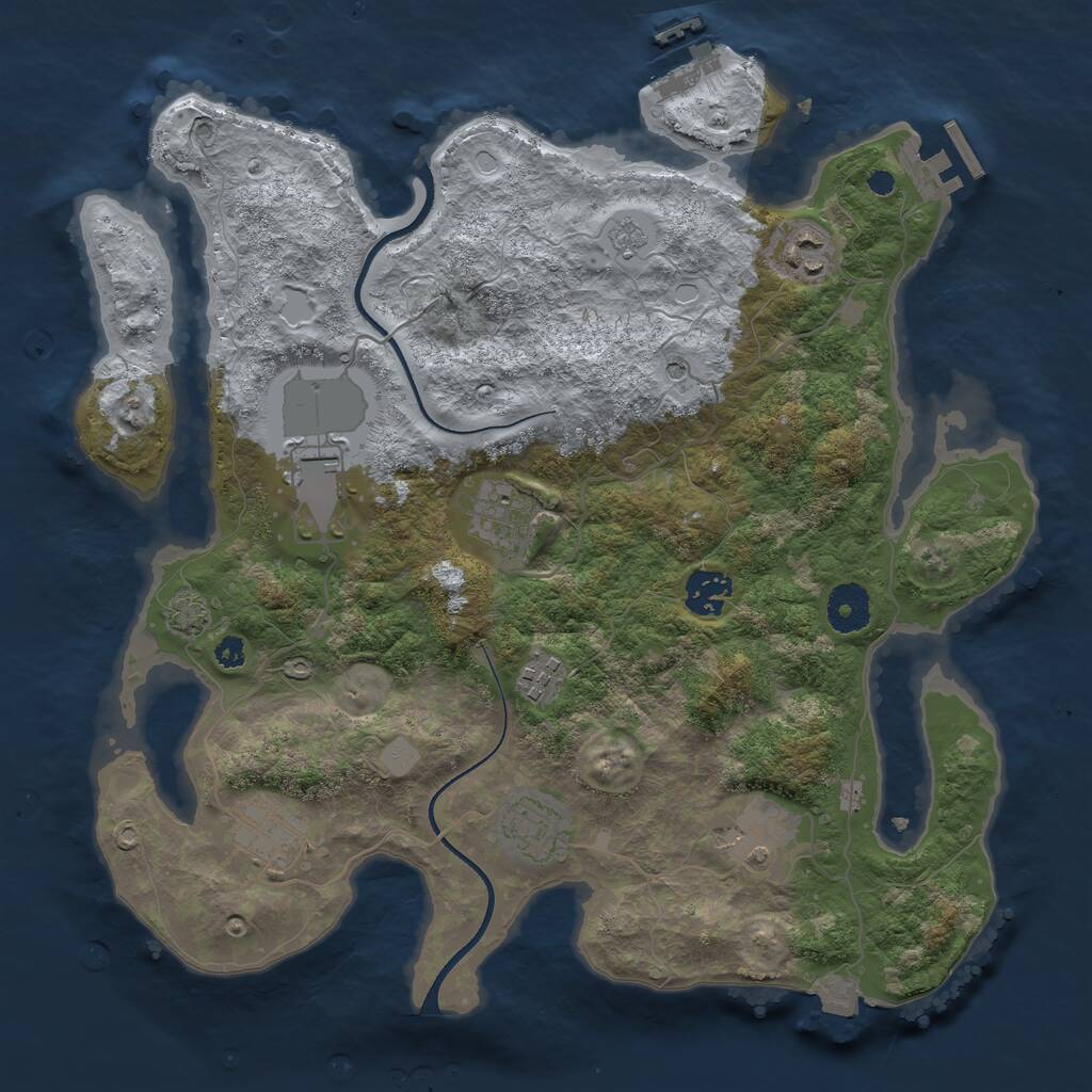 Rust Map: Procedural Map, Size: 3500, Seed: 411411055, 14 Monuments