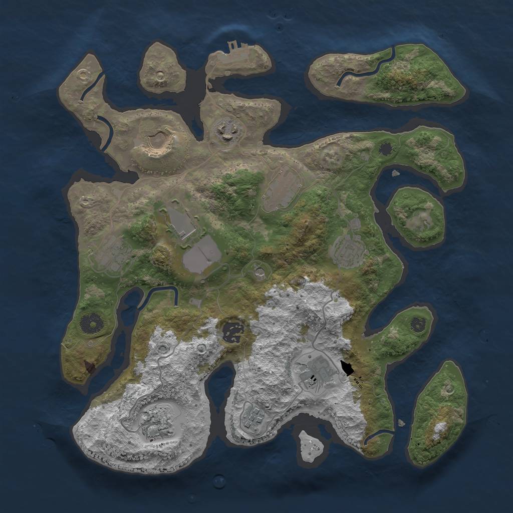 Rust Map: Procedural Map, Size: 3500, Seed: 1940723947, 14 Monuments