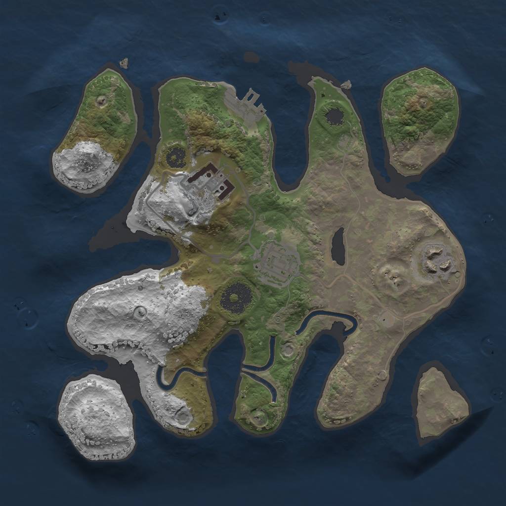 Rust Map: Procedural Map, Size: 2500, Seed: 2468, 6 Monuments