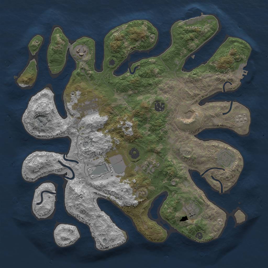 Rust Map: Procedural Map, Size: 3750, Seed: 9585, 14 Monuments