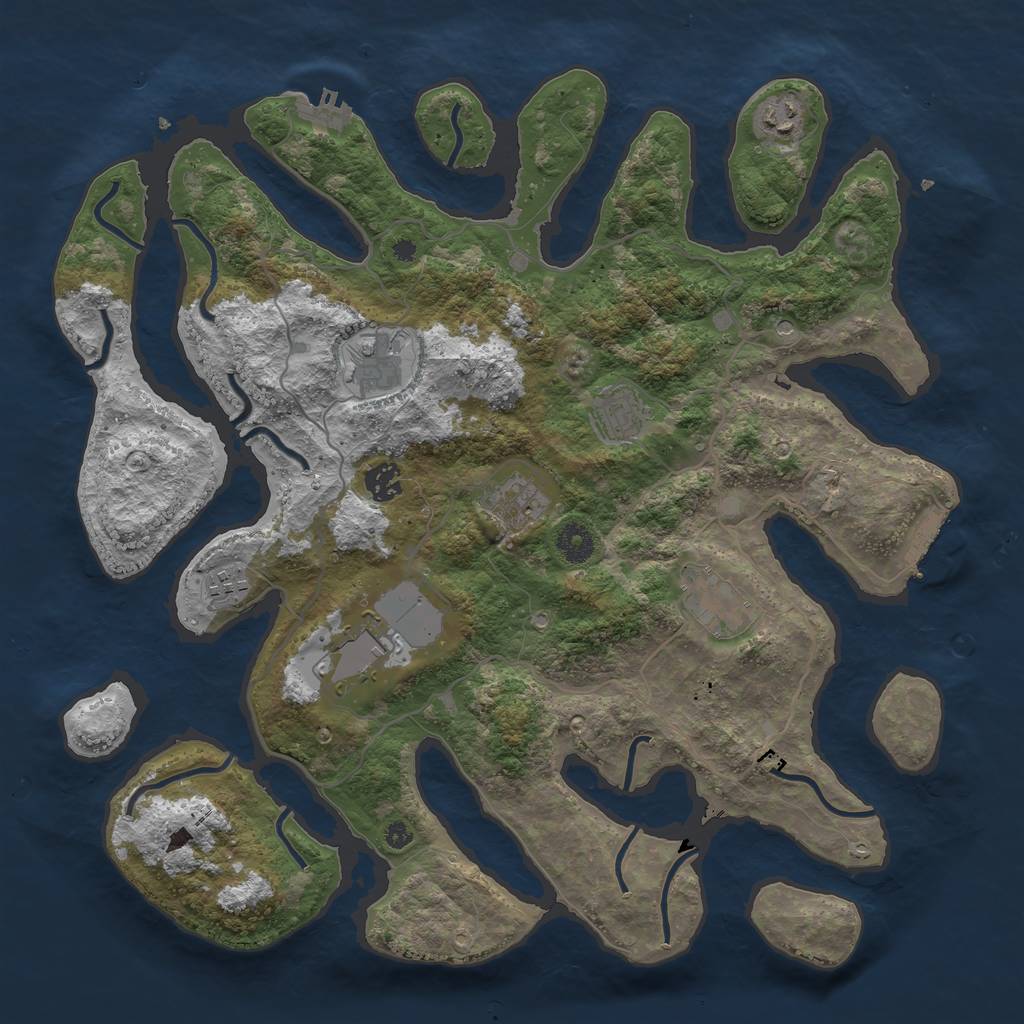 Rust Map: Procedural Map, Size: 4000, Seed: 1118158937, 13 Monuments