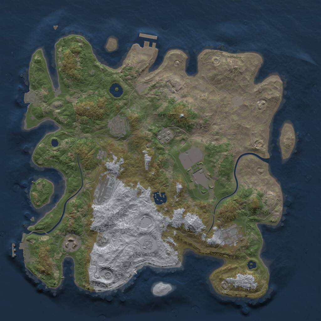 Rust Map: Procedural Map, Size: 3600, Seed: 7895241, 13 Monuments