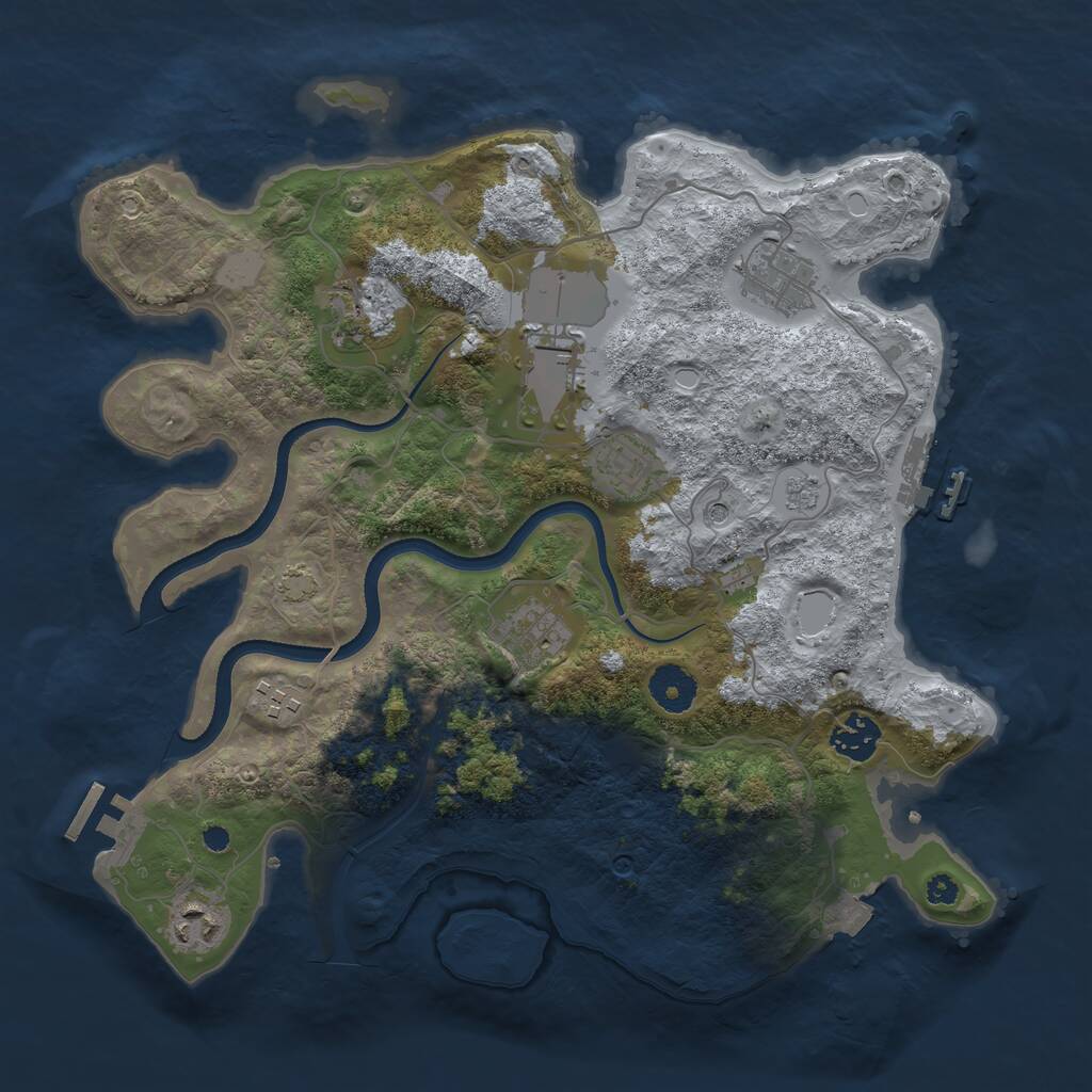 Rust Map: Procedural Map, Size: 3500, Seed: 84738472, 14 Monuments