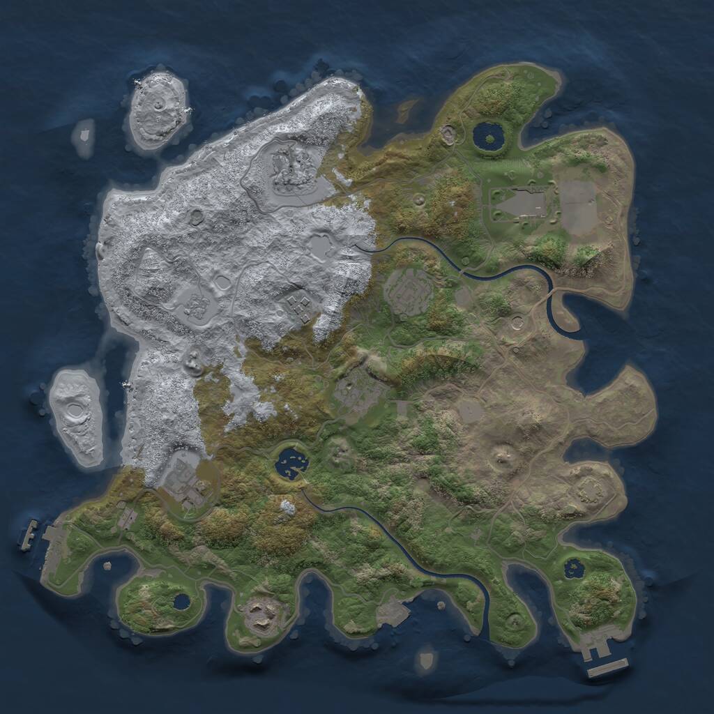 Rust Map: Procedural Map, Size: 3500, Seed: 57890, 14 Monuments