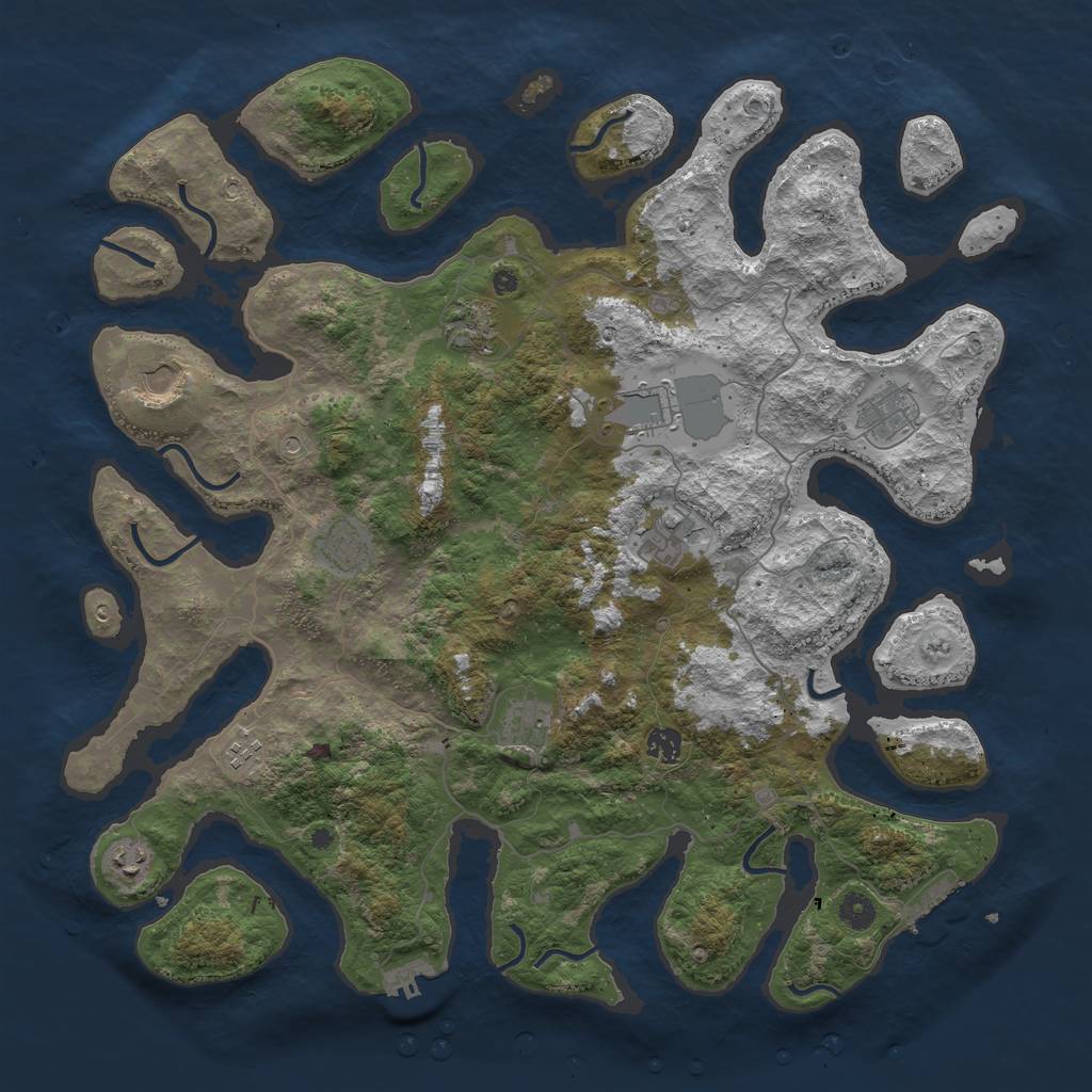 Rust Map: Procedural Map, Size: 4500, Seed: 1070653875, 15 Monuments