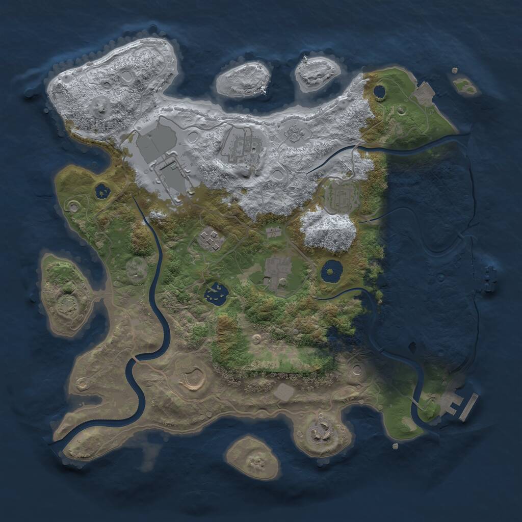 Rust Map: Procedural Map, Size: 3500, Seed: 395074791, 14 Monuments