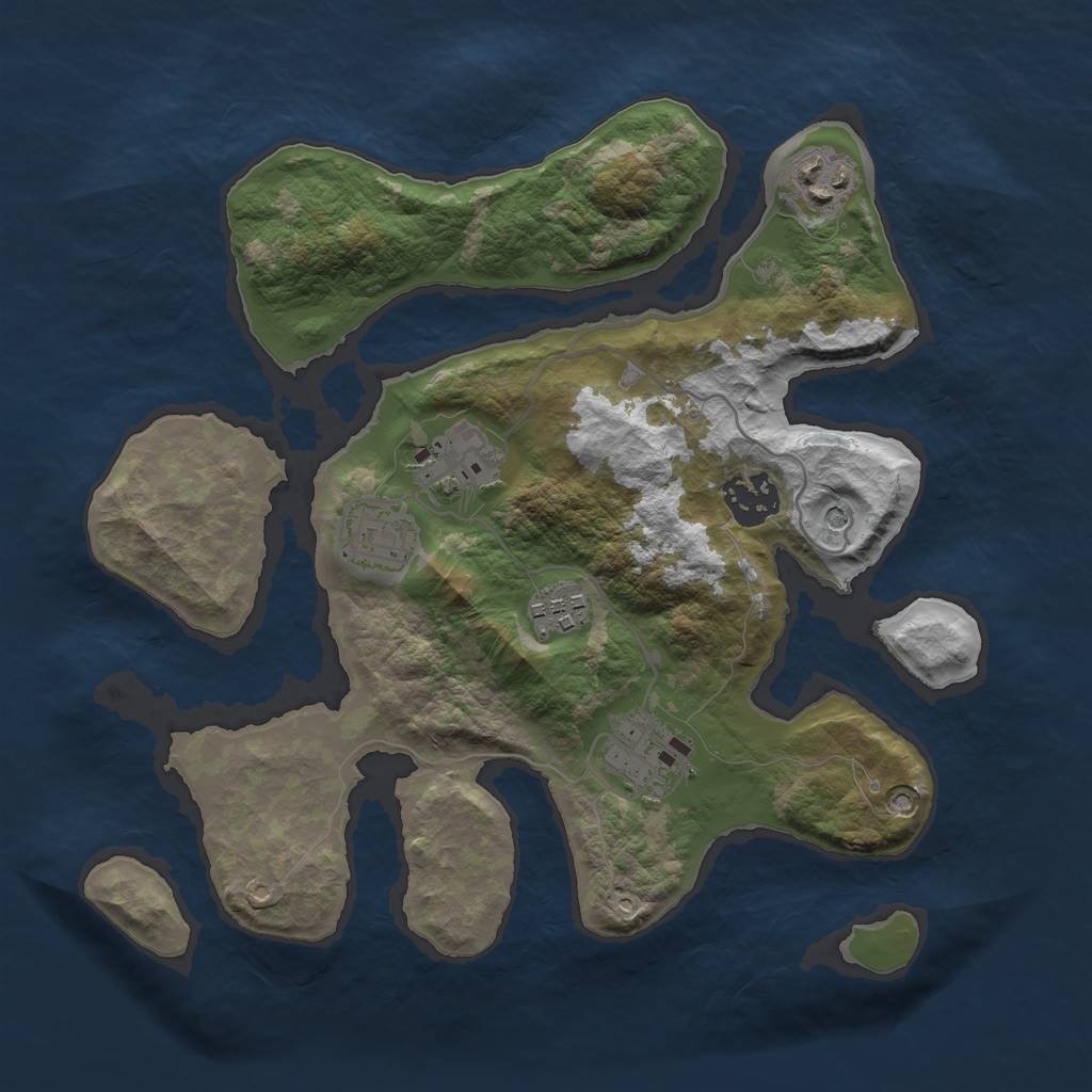 Rust Map: Barren, Size: 3000, Seed: 412673, 9 Monuments