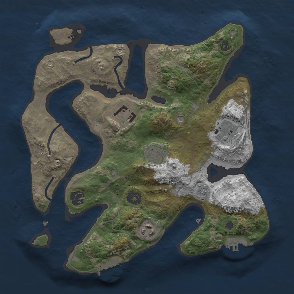 Rust Map: Procedural Map, Size: 3000, Seed: 1512805, 11 Monuments
