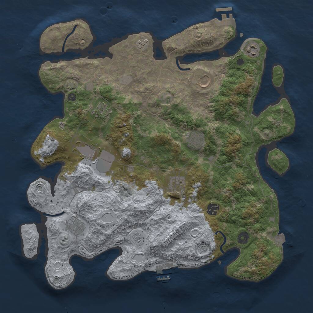 Rust Map: Procedural Map, Size: 3850, Seed: 2124237264, 15 Monuments
