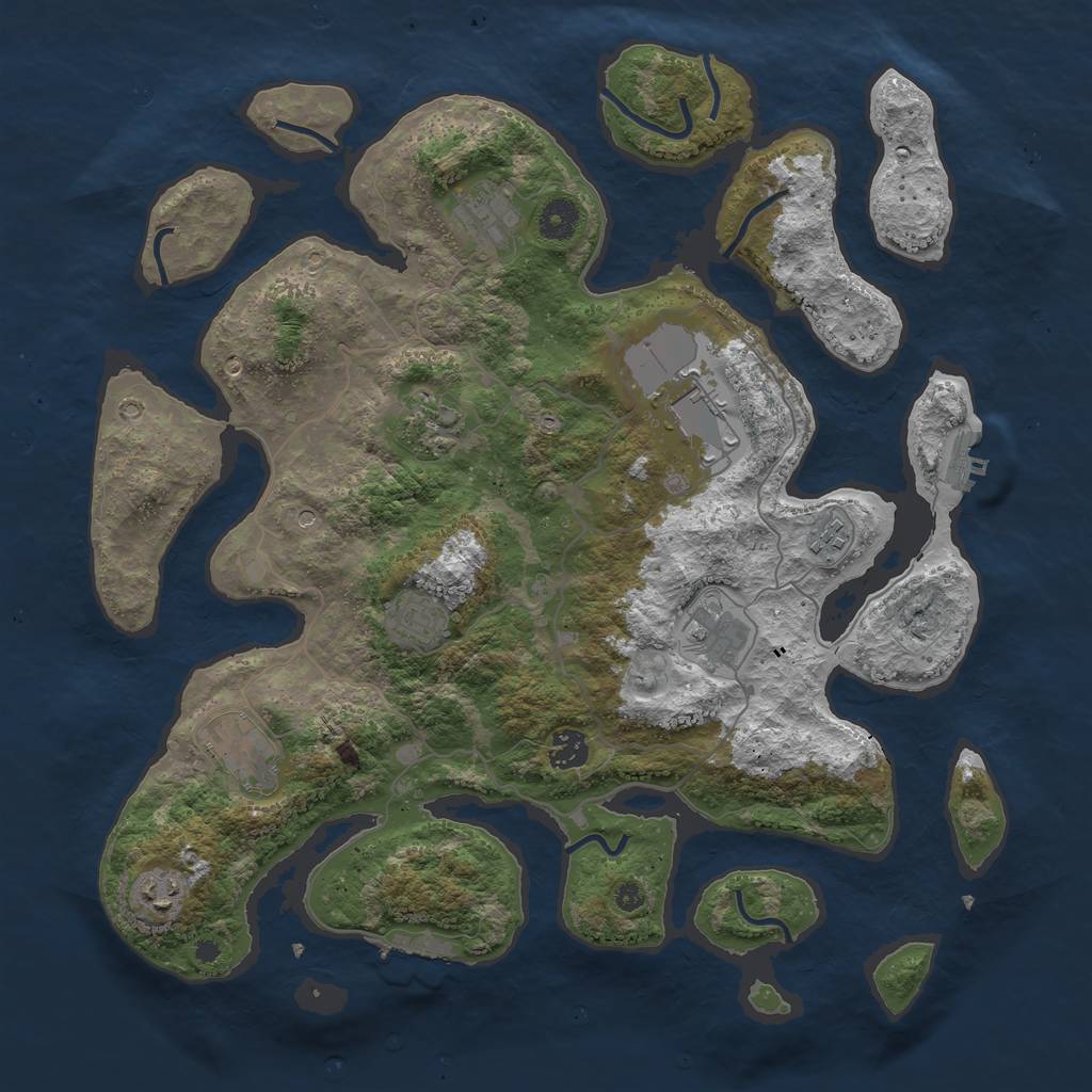 Rust Map: Procedural Map, Size: 4000, Seed: 210471, 14 Monuments