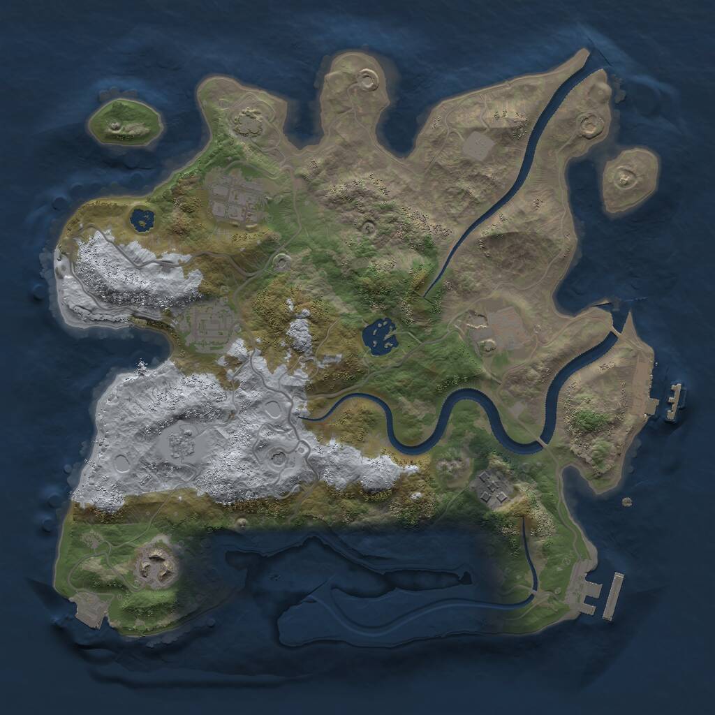 Rust Map: Procedural Map, Size: 3000, Seed: 612291666, 12 Monuments