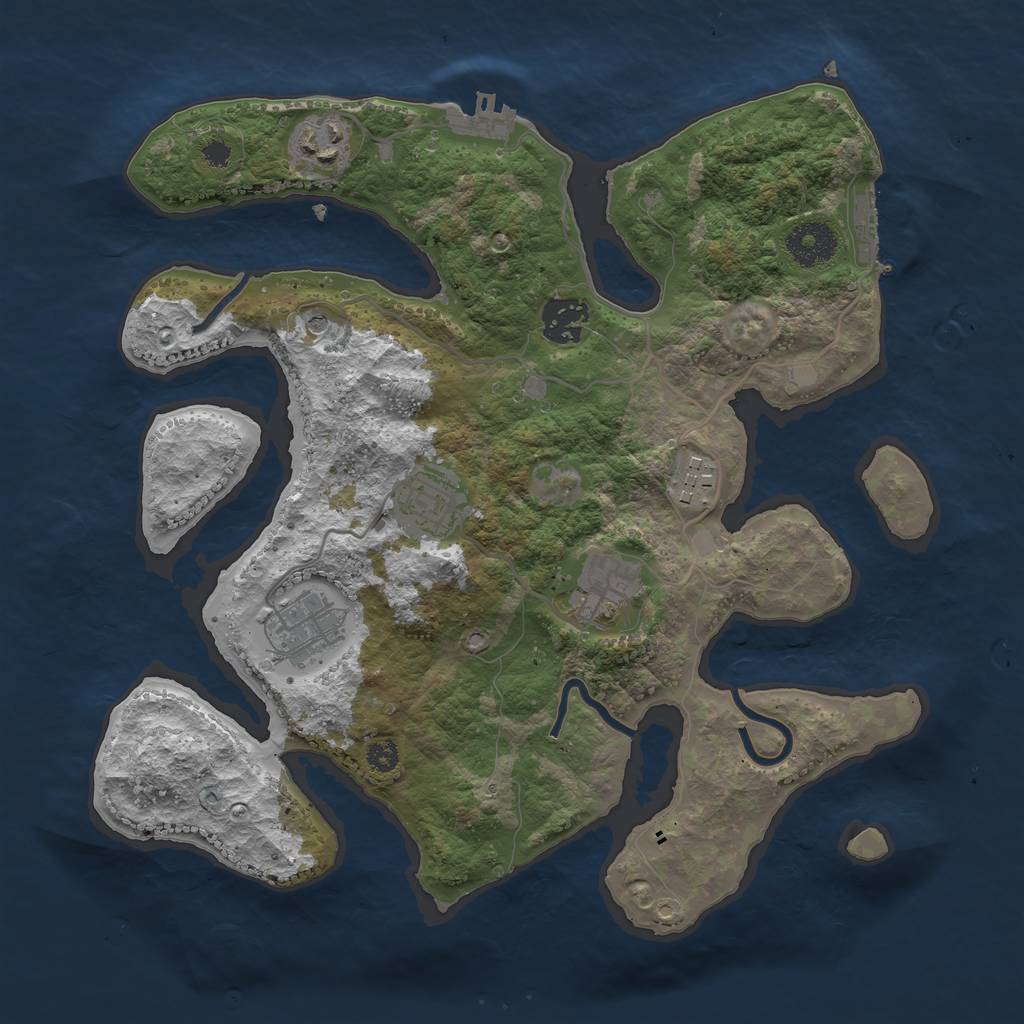 Rust Map: Procedural Map, Size: 3250, Seed: 325723632, 11 Monuments