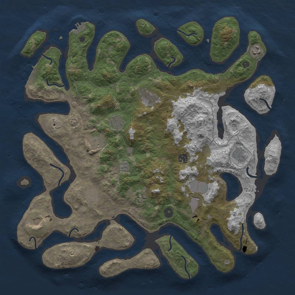 Rust Map: Procedural Map, Size: 4500, Seed: 4256245, 16 Monuments