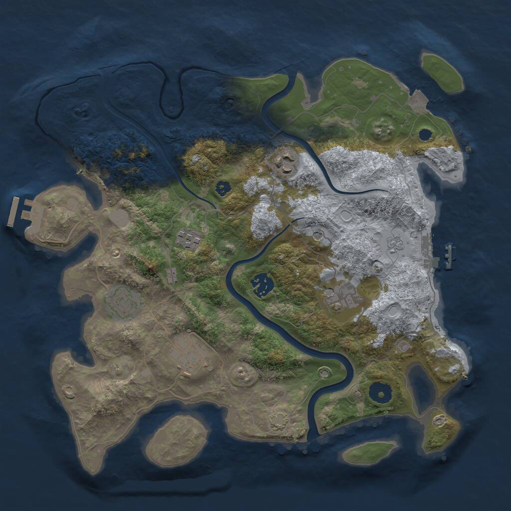 Rust Map: Procedural Map, Size: 3400, Seed: 654274, 12 Monuments