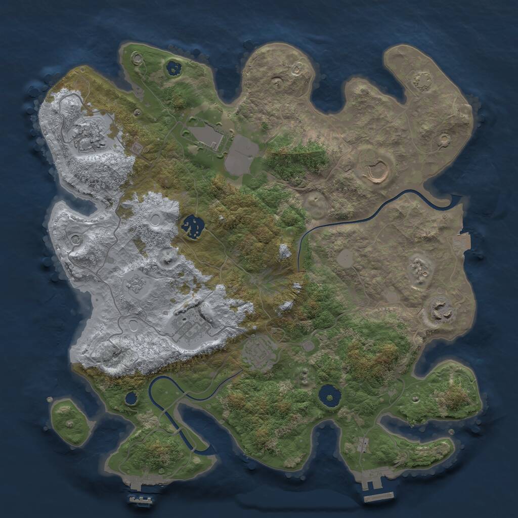 Rust Map: Procedural Map, Size: 3500, Seed: 386134928, 13 Monuments