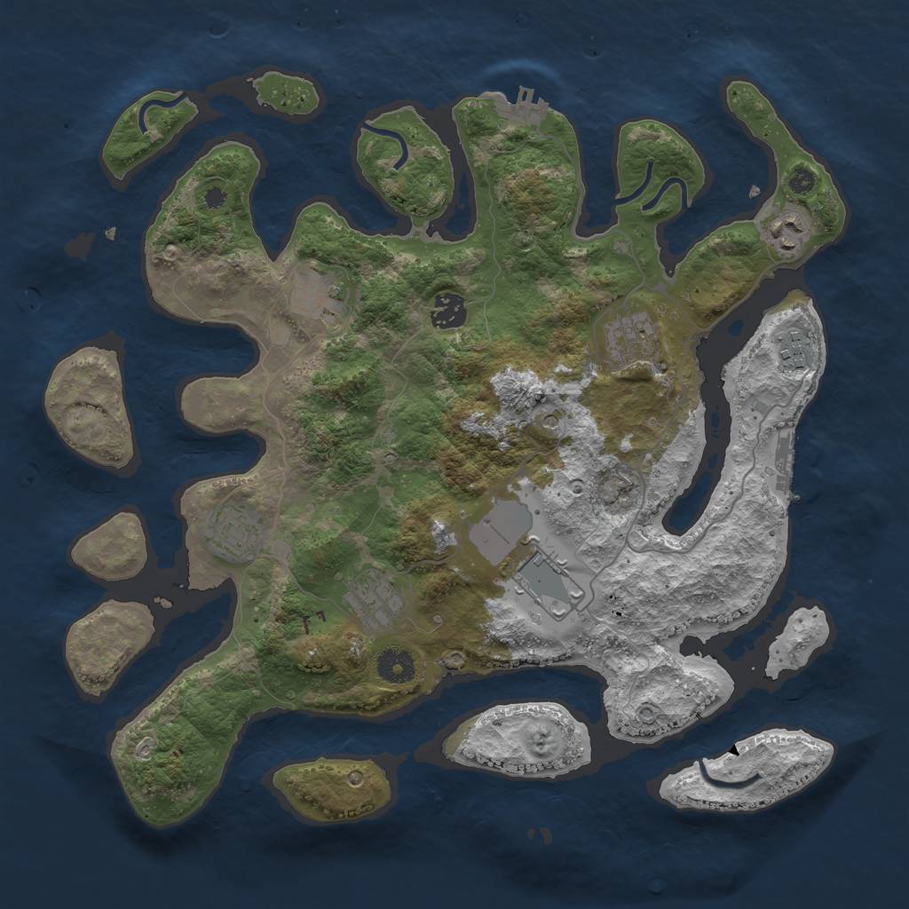 Rust Map: Procedural Map, Size: 3700, Seed: 136891978, 13 Monuments