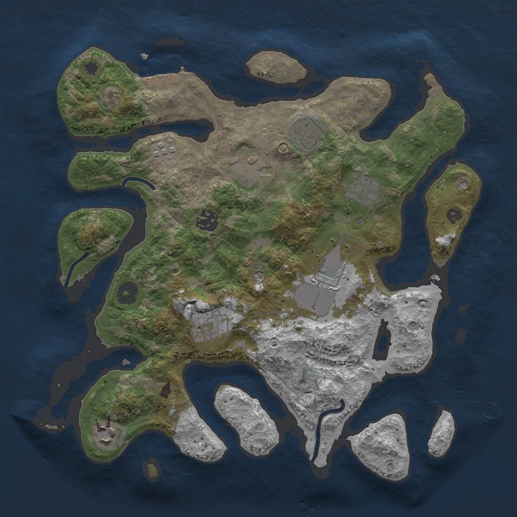Rust Map: Procedural Map, Size: 3500, Seed: 1598365187, 12 Monuments