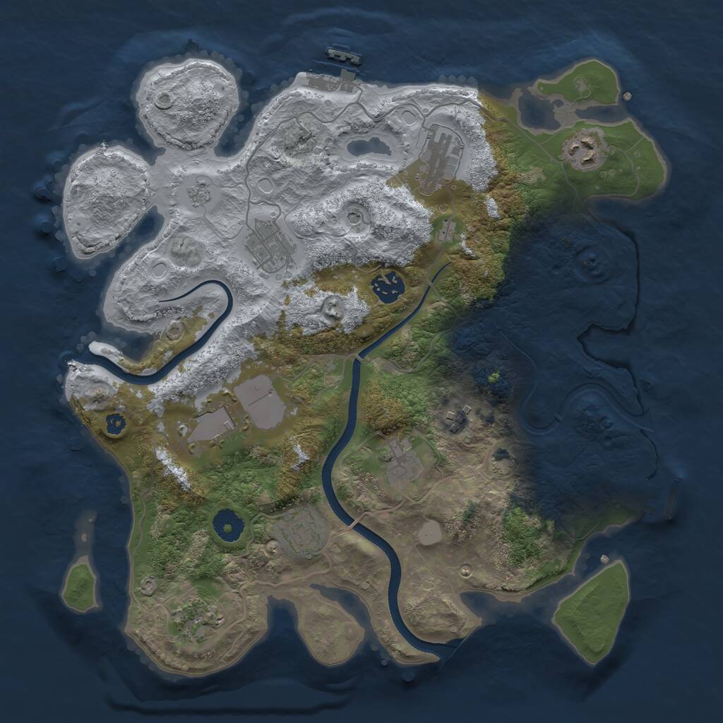 Rust Map: Procedural Map, Size: 3500, Seed: 8786751, 15 Monuments