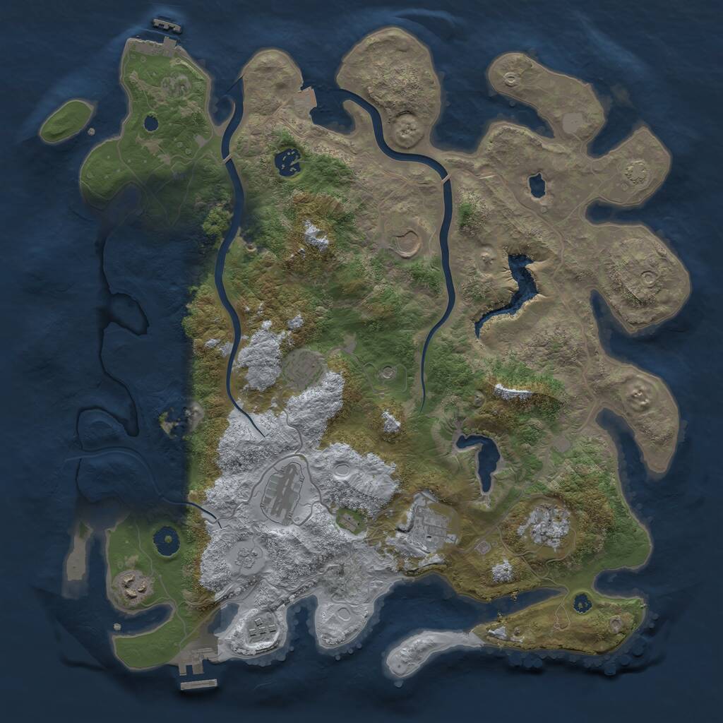 Rust Map: Procedural Map, Size: 4000, Seed: 55004, 14 Monuments
