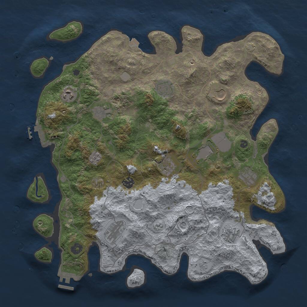 Rust Map: Procedural Map, Size: 4000, Seed: 399323373, 17 Monuments