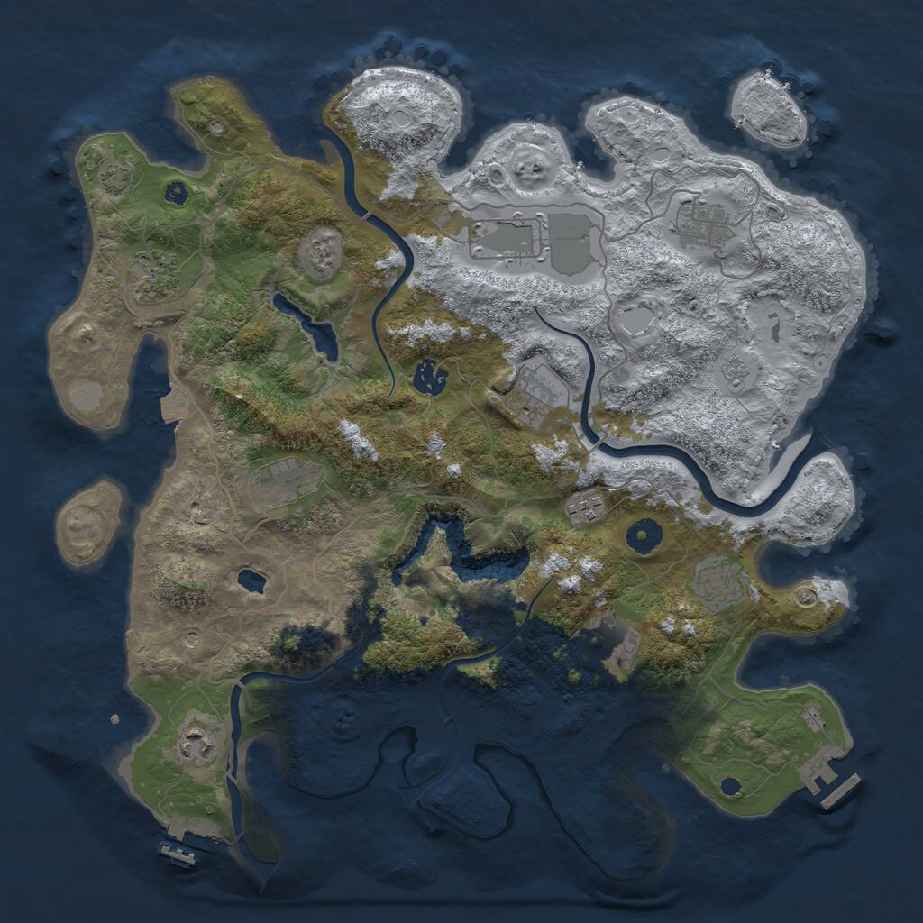 Rust Map: Procedural Map, Size: 4000, Seed: 427482, 16 Monuments