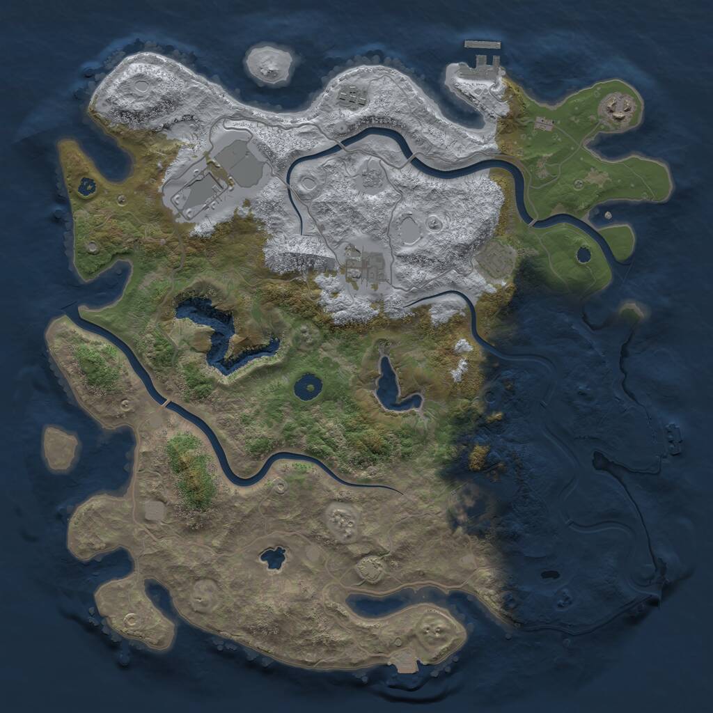 Rust Map: Procedural Map, Size: 4000, Seed: 1213700676, 12 Monuments