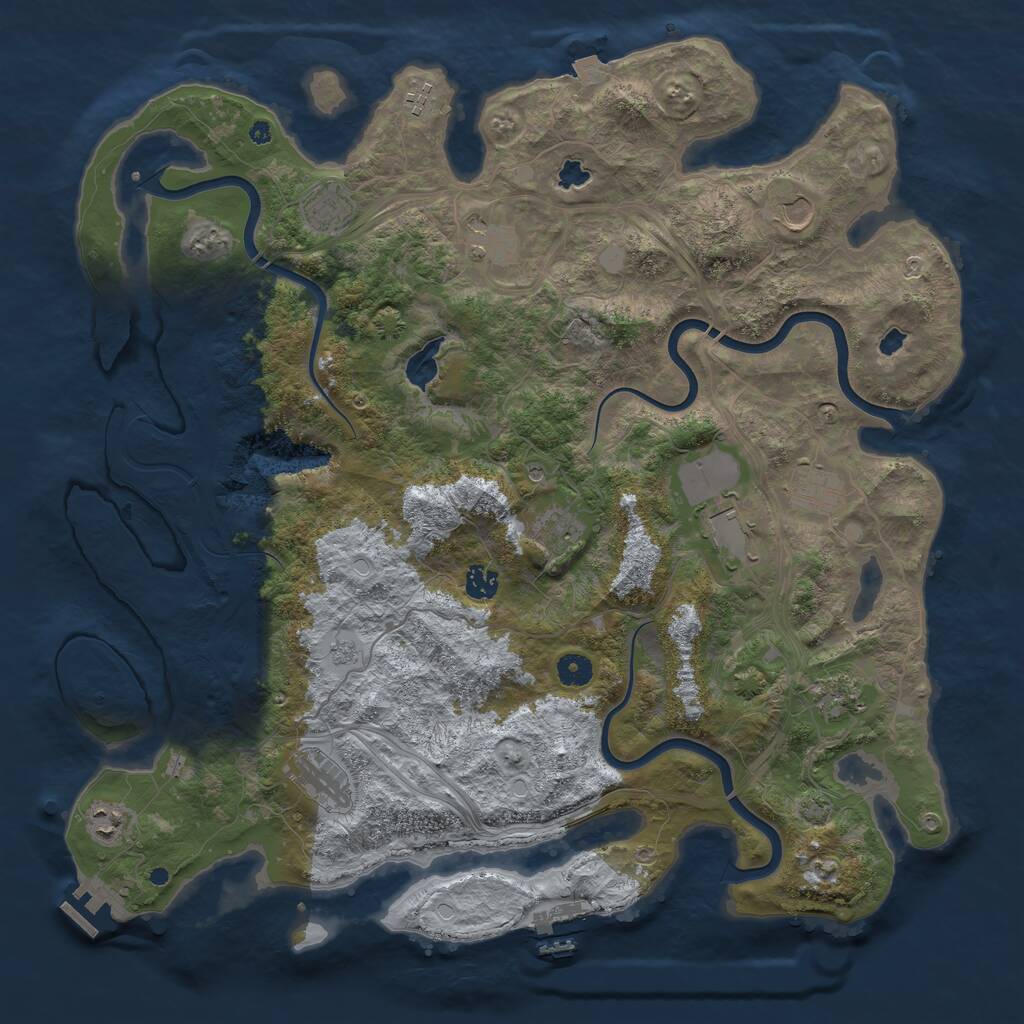 Rust Map: Procedural Map, Size: 4500, Seed: 686085586, 17 Monuments