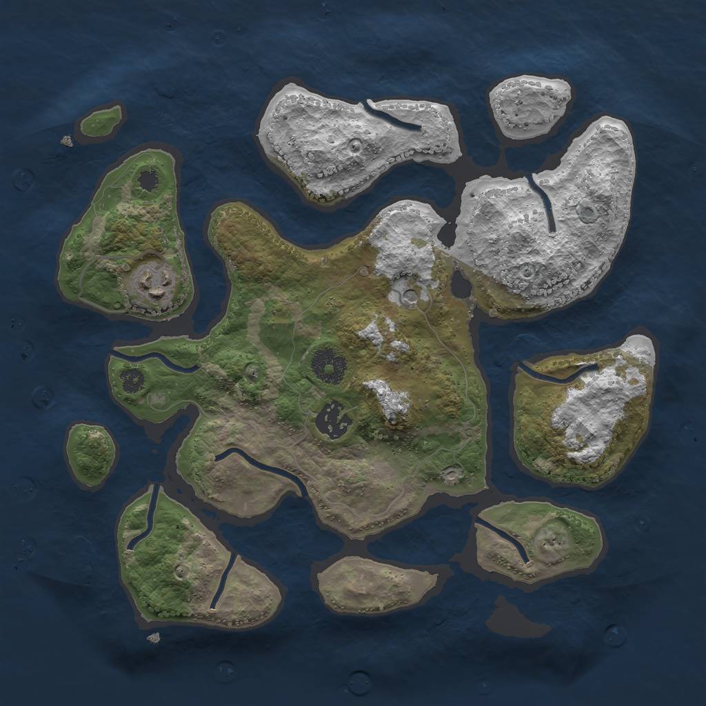 Rust Map: Procedural Map, Size: 3000, Seed: 534245109, 5 Monuments