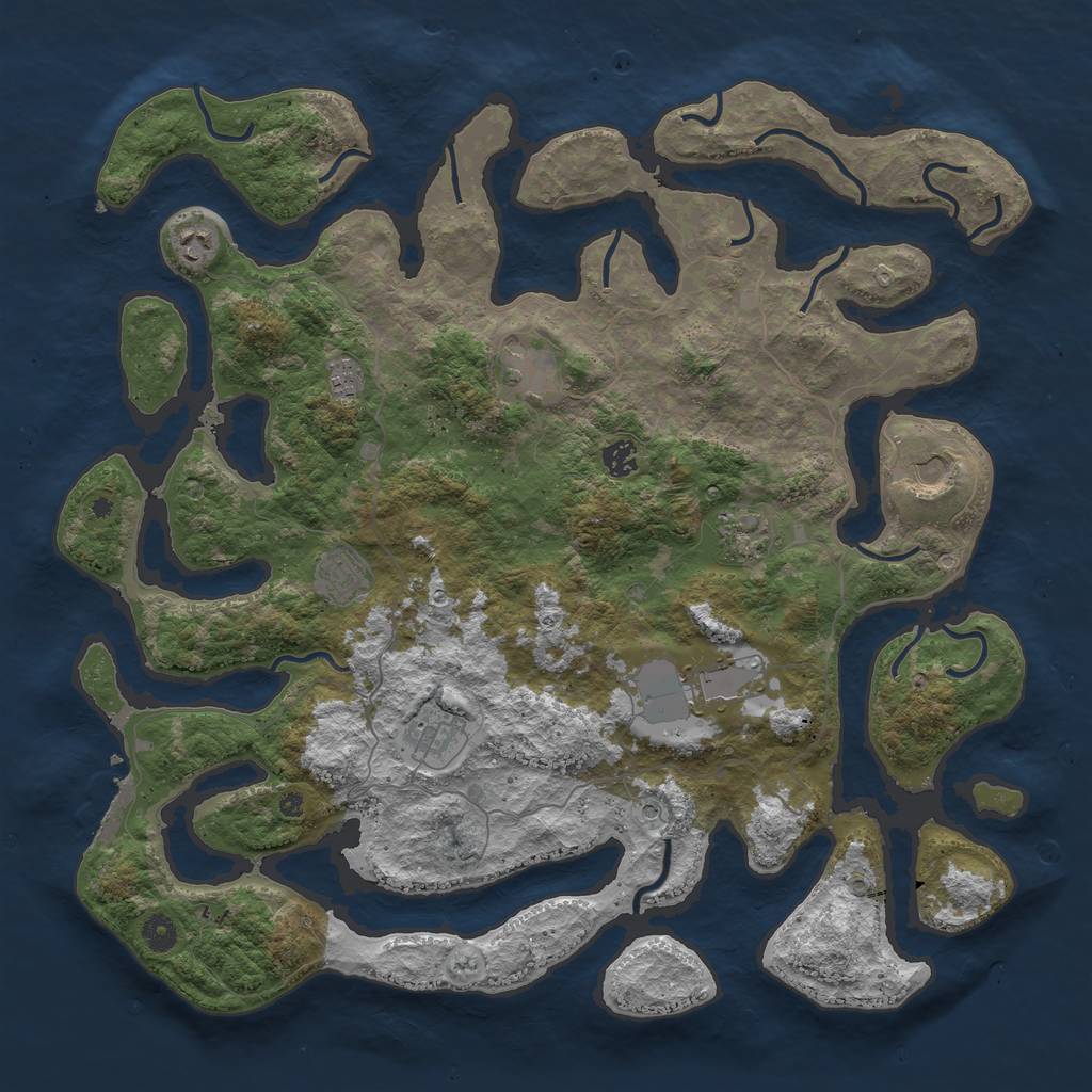 Rust Map: Procedural Map, Size: 4500, Seed: 2035501721, 13 Monuments
