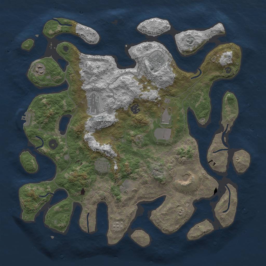 Rust Map: Procedural Map, Size: 4200, Seed: 523697, 13 Monuments