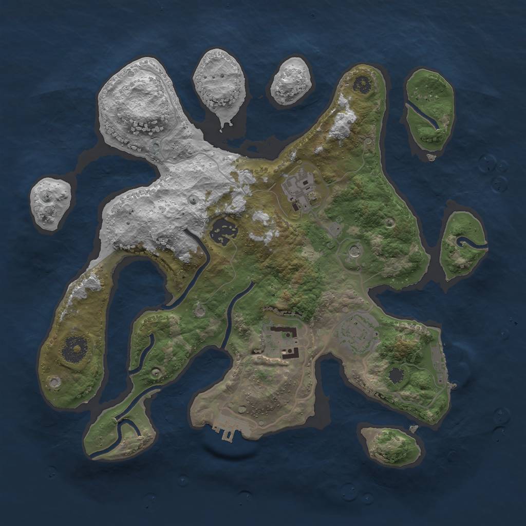 Rust Map: Procedural Map, Size: 3000, Seed: 15344369, 9 Monuments