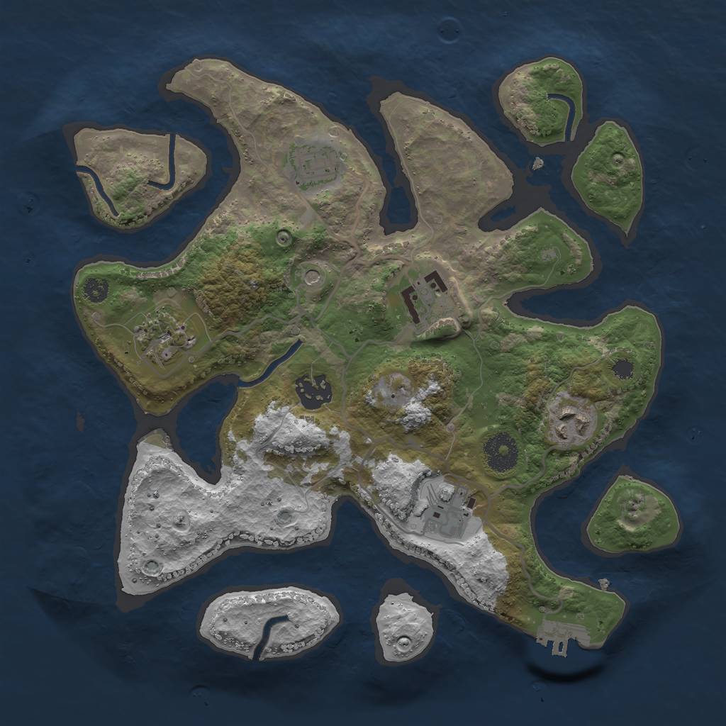Rust Map: Procedural Map, Size: 3000, Seed: 1919581092, 10 Monuments