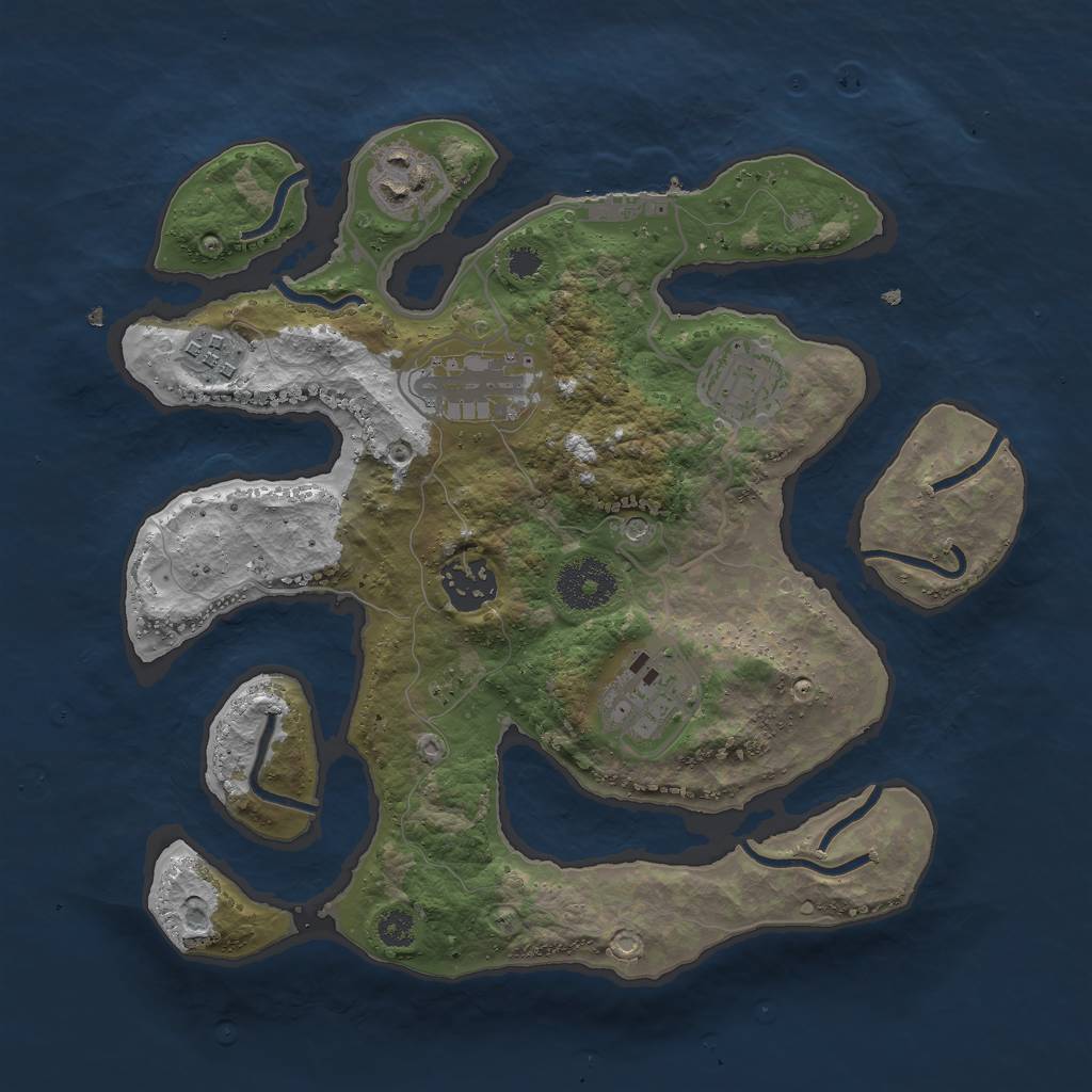 Rust Map: Procedural Map, Size: 3000, Seed: 1023188906, 10 Monuments