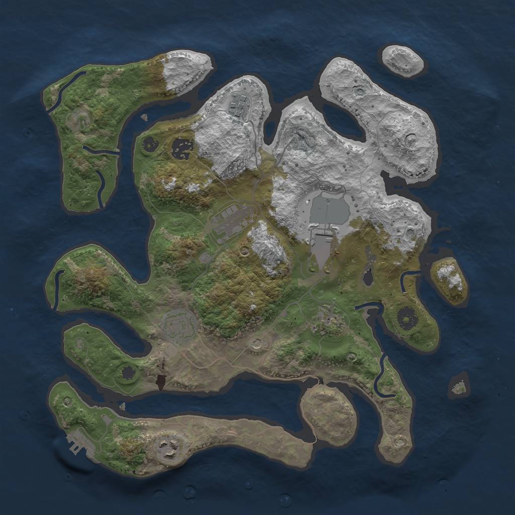 Rust Map: Procedural Map, Size: 3500, Seed: 54154645, 11 Monuments