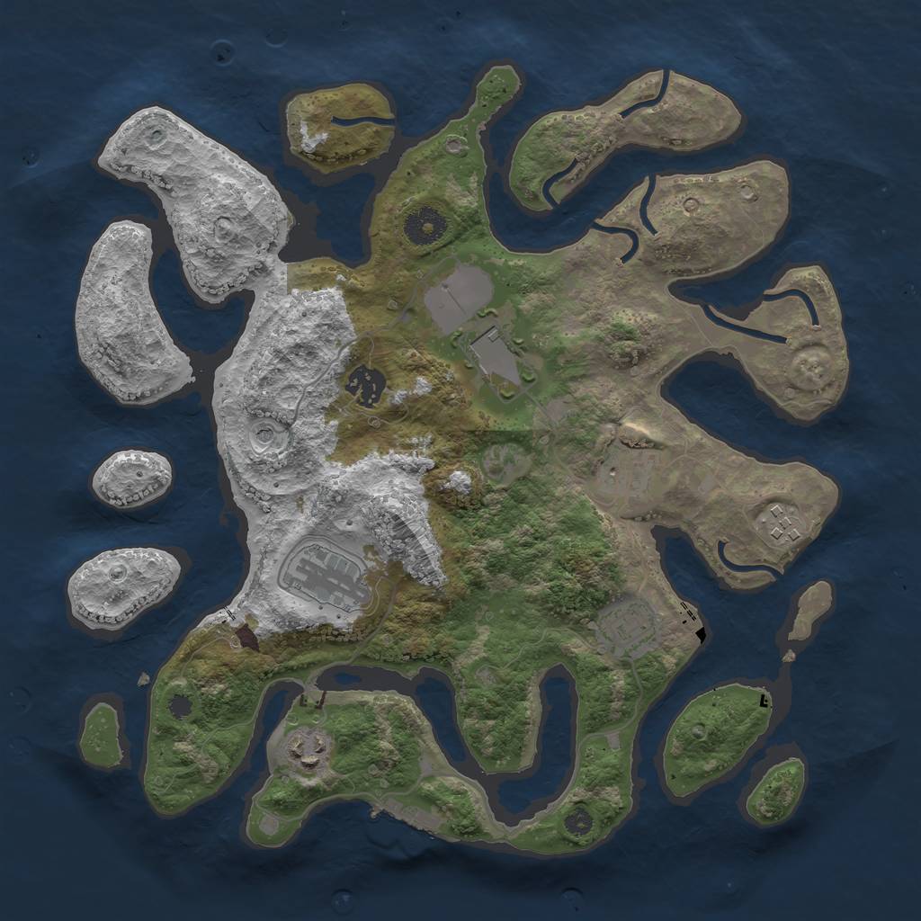 Rust Map: Procedural Map, Size: 3500, Seed: 7480585, 11 Monuments