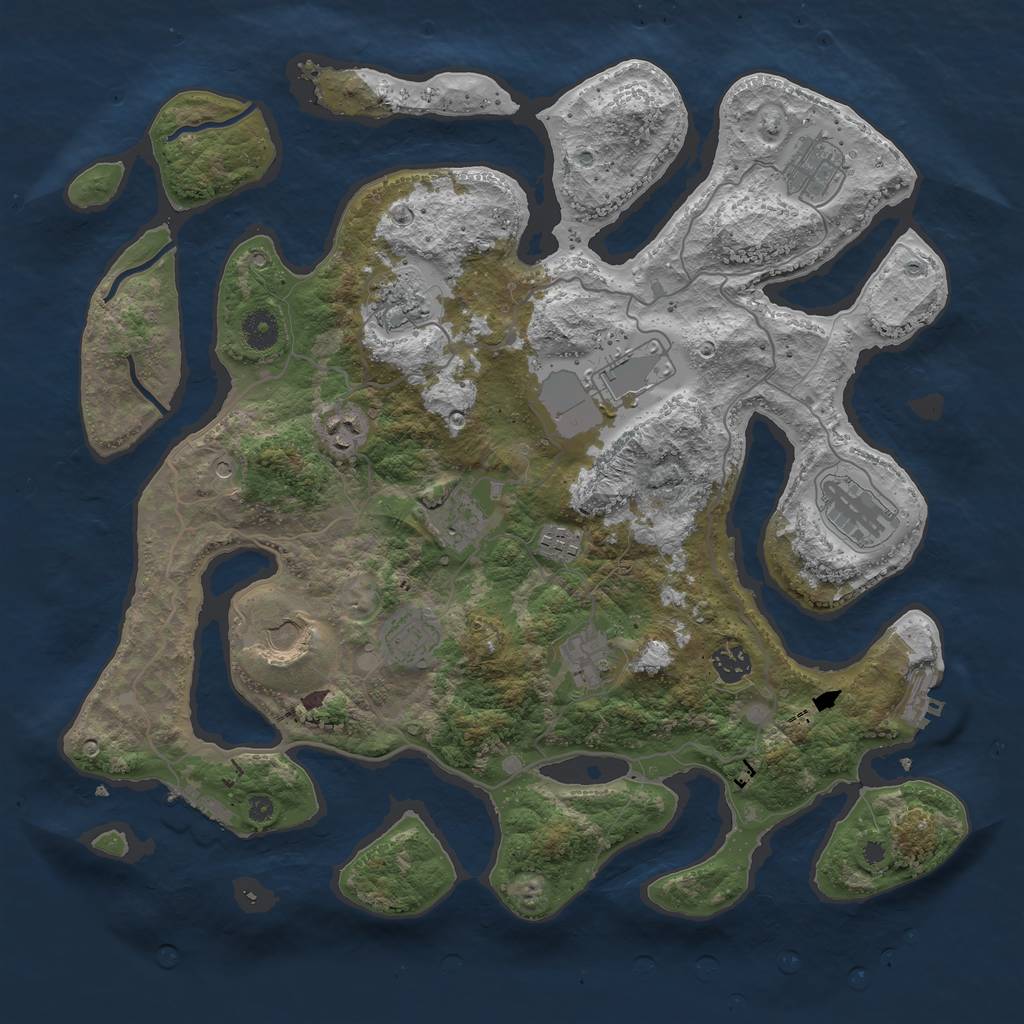 Rust Map: Procedural Map, Size: 4050, Seed: 270471262, 16 Monuments