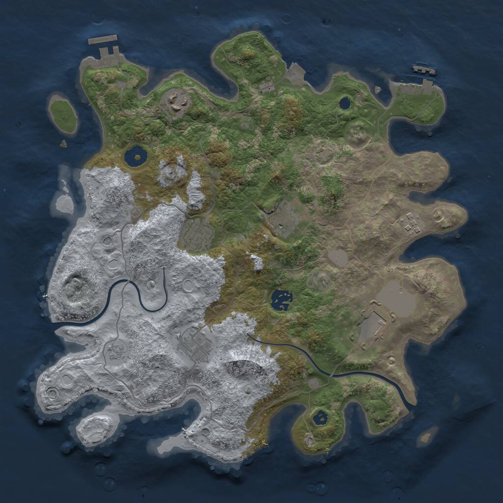 Rust Map: Procedural Map, Size: 3500, Seed: 99886677, 13 Monuments