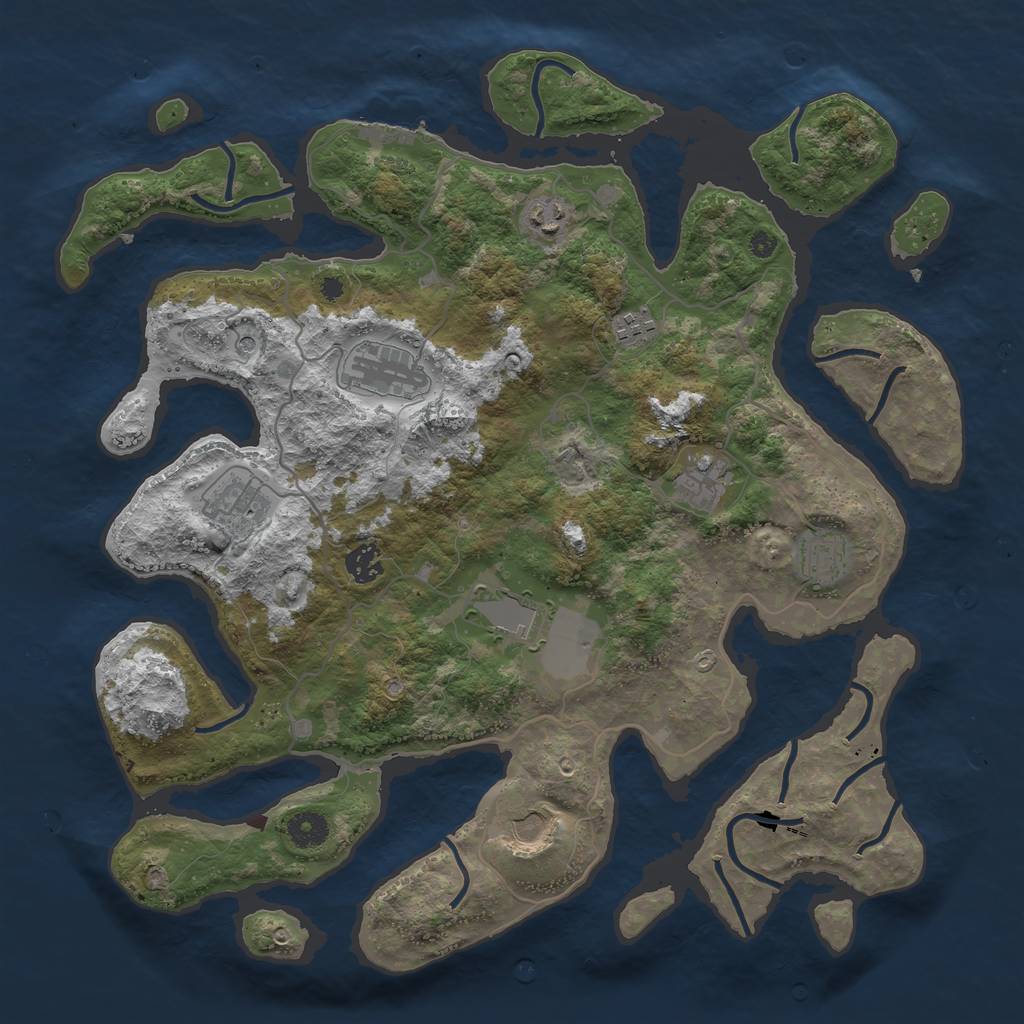 Rust Map: Procedural Map, Size: 4000, Seed: 39673, 13 Monuments