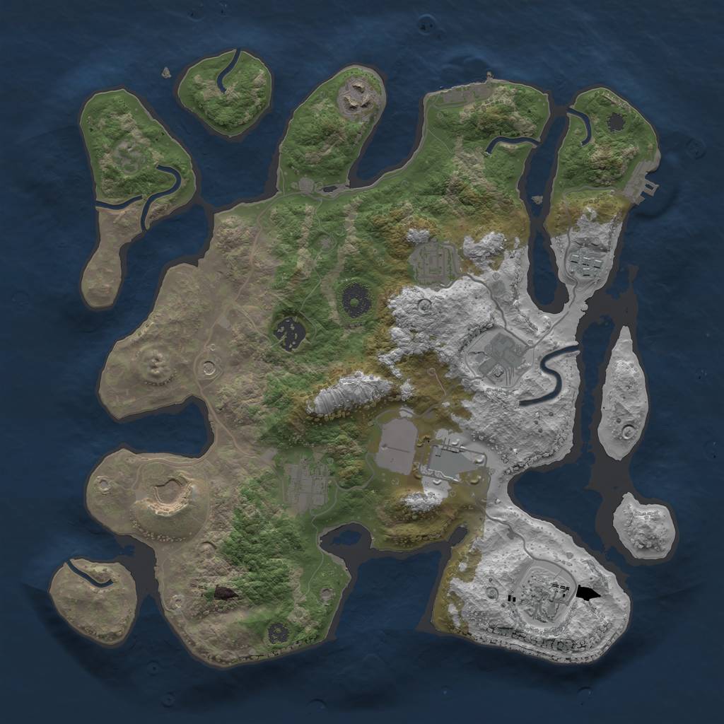 Rust Map: Procedural Map, Size: 3500, Seed: 1021, 14 Monuments