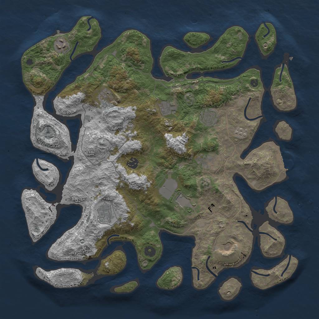 Rust Map: Procedural Map, Size: 4250, Seed: 38999164, 14 Monuments