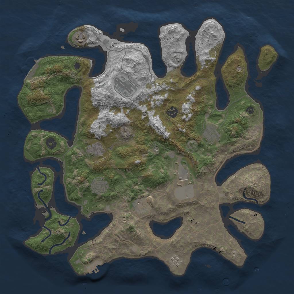 Rust Map: Procedural Map, Size: 4000, Seed: 143156662, 14 Monuments