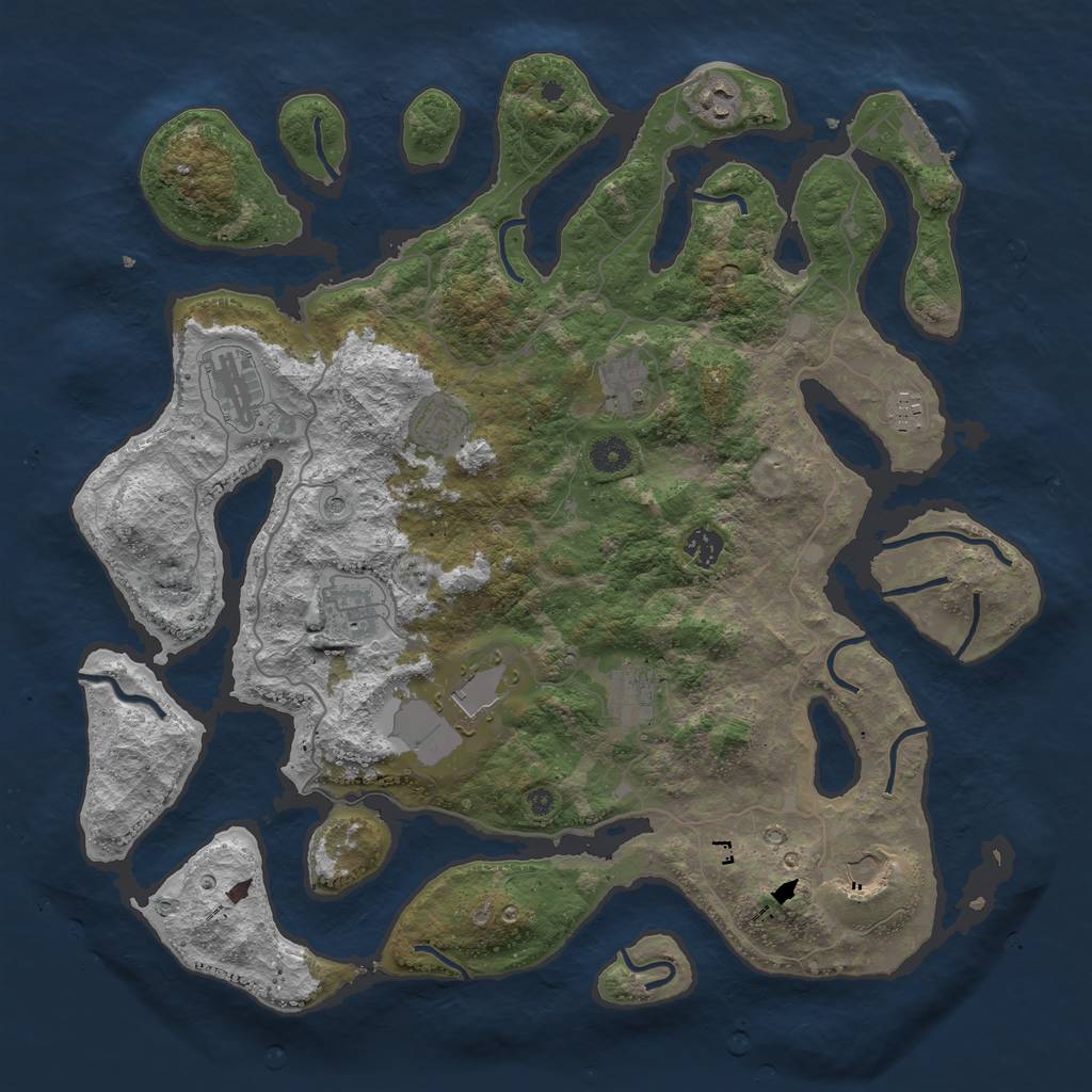 Rust Map: Procedural Map, Size: 4250, Seed: 1260710451, 14 Monuments