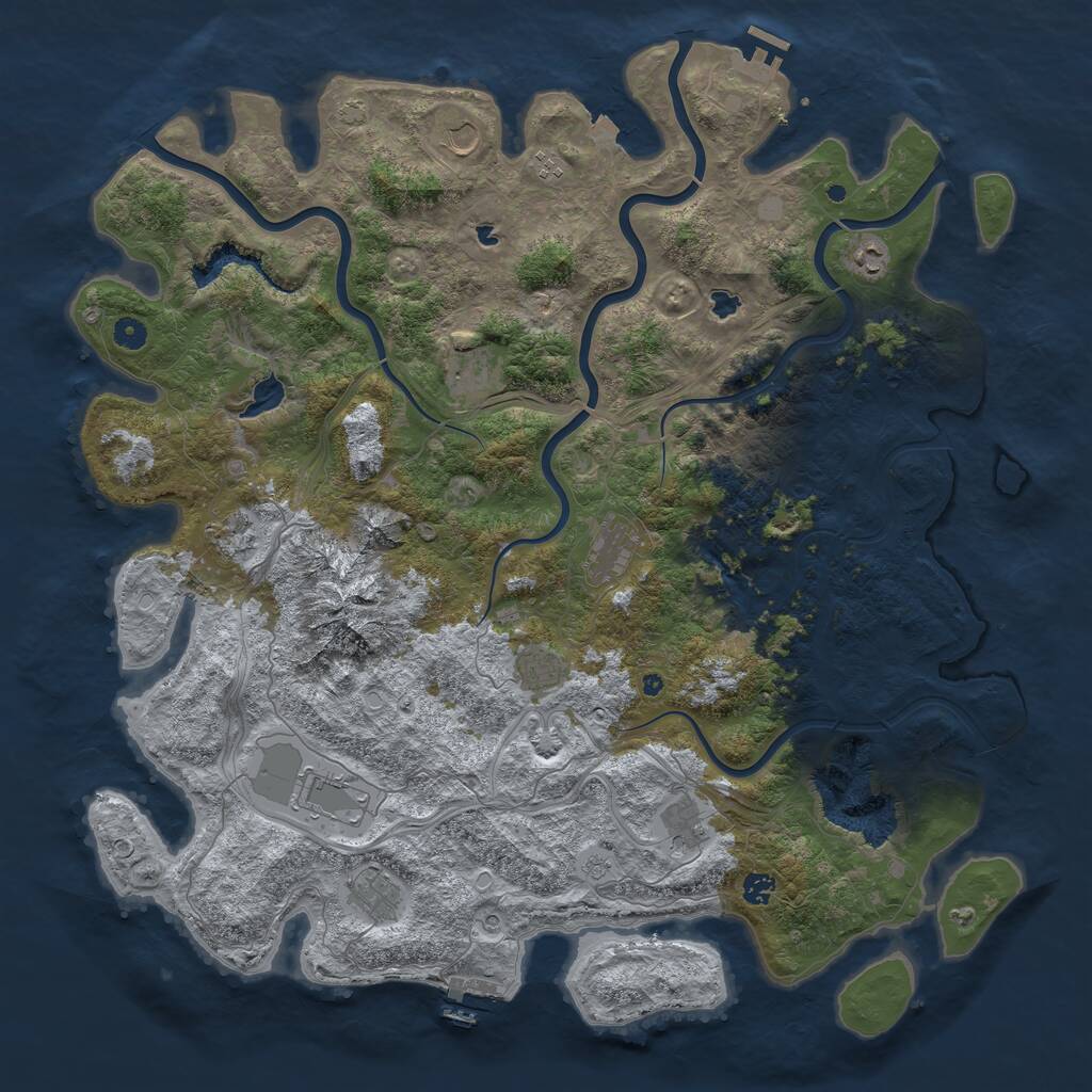 Rust Map: Procedural Map, Size: 5000, Seed: 77522, 17 Monuments