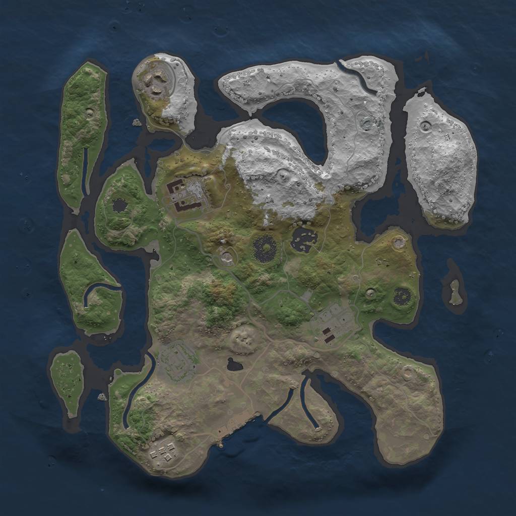 Rust Map: Procedural Map, Size: 3000, Seed: 483638570, 10 Monuments