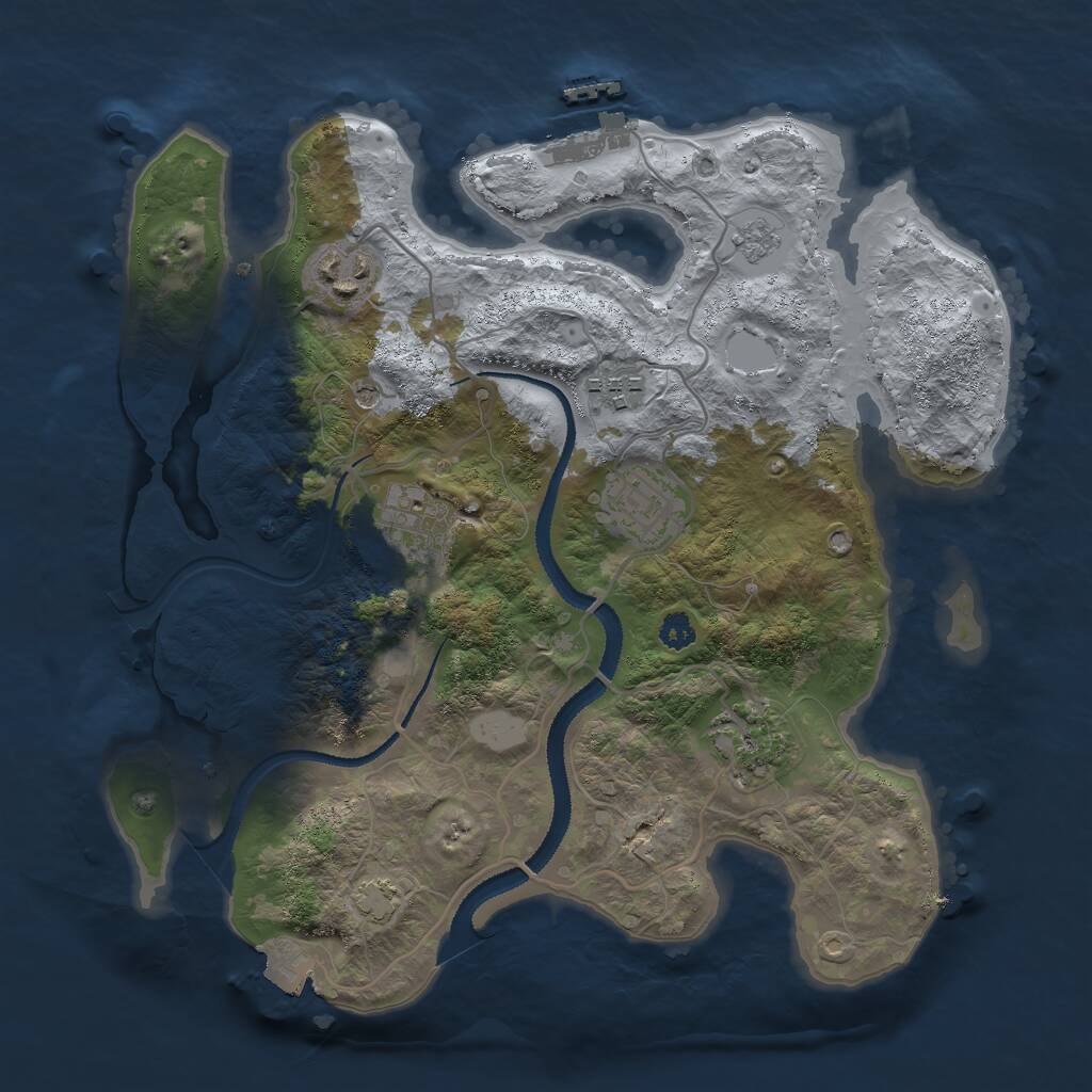 Rust Map: Procedural Map, Size: 3000, Seed: 483638570, 10 Monuments