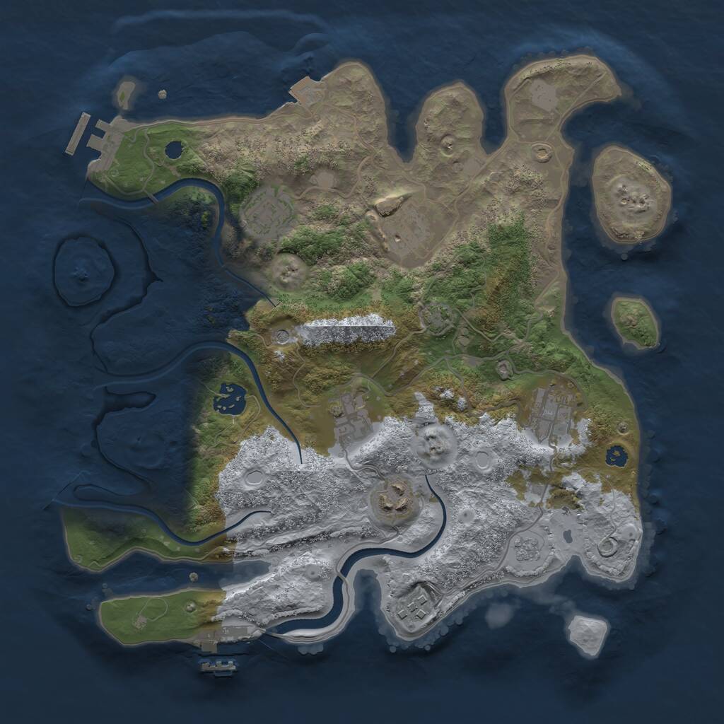 Rust Map: Procedural Map, Size: 3300, Seed: 736579449, 13 Monuments