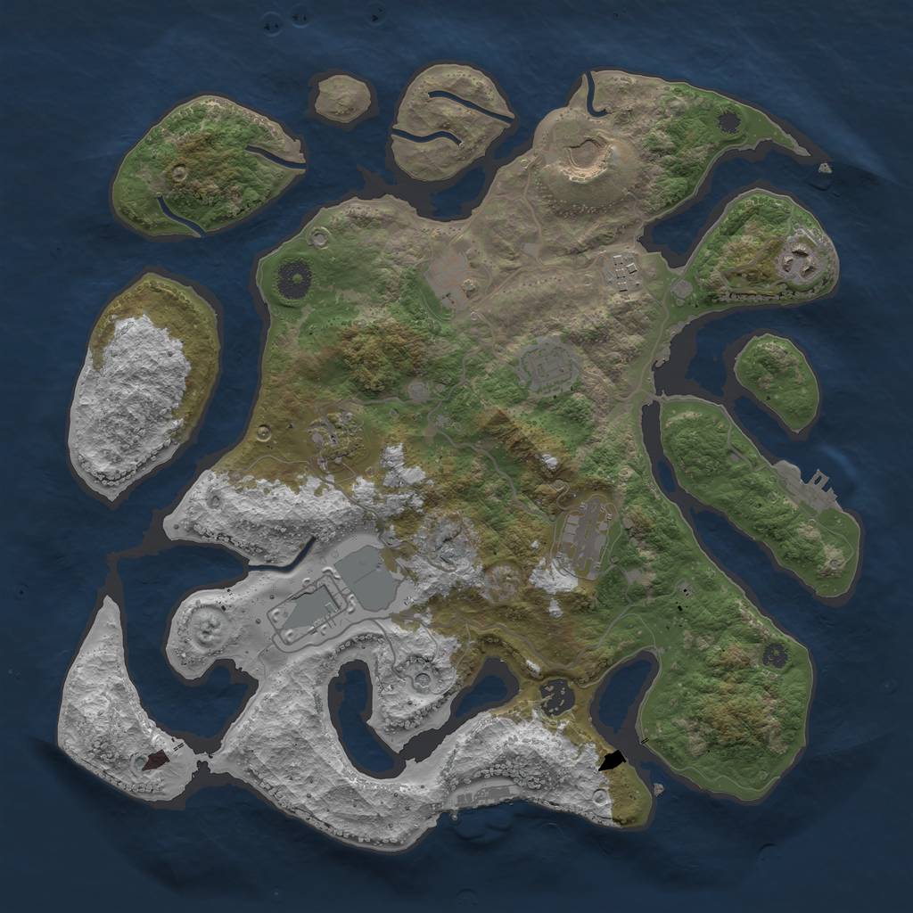 Rust Map: Procedural Map, Size: 3750, Seed: 999995, 14 Monuments